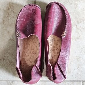 Women's Burgundy Leather Loafers